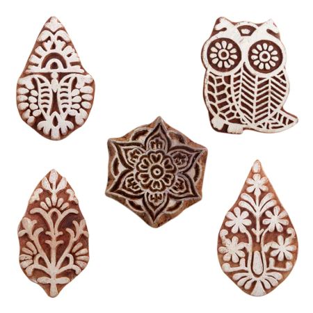 Set of 5 Piece New Mix Wooden Printing Blocks